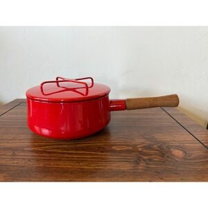 Dansk Kobenstyle Red Enamel Saucepan Jens Quistgaard Teak Handle Lid Trivet